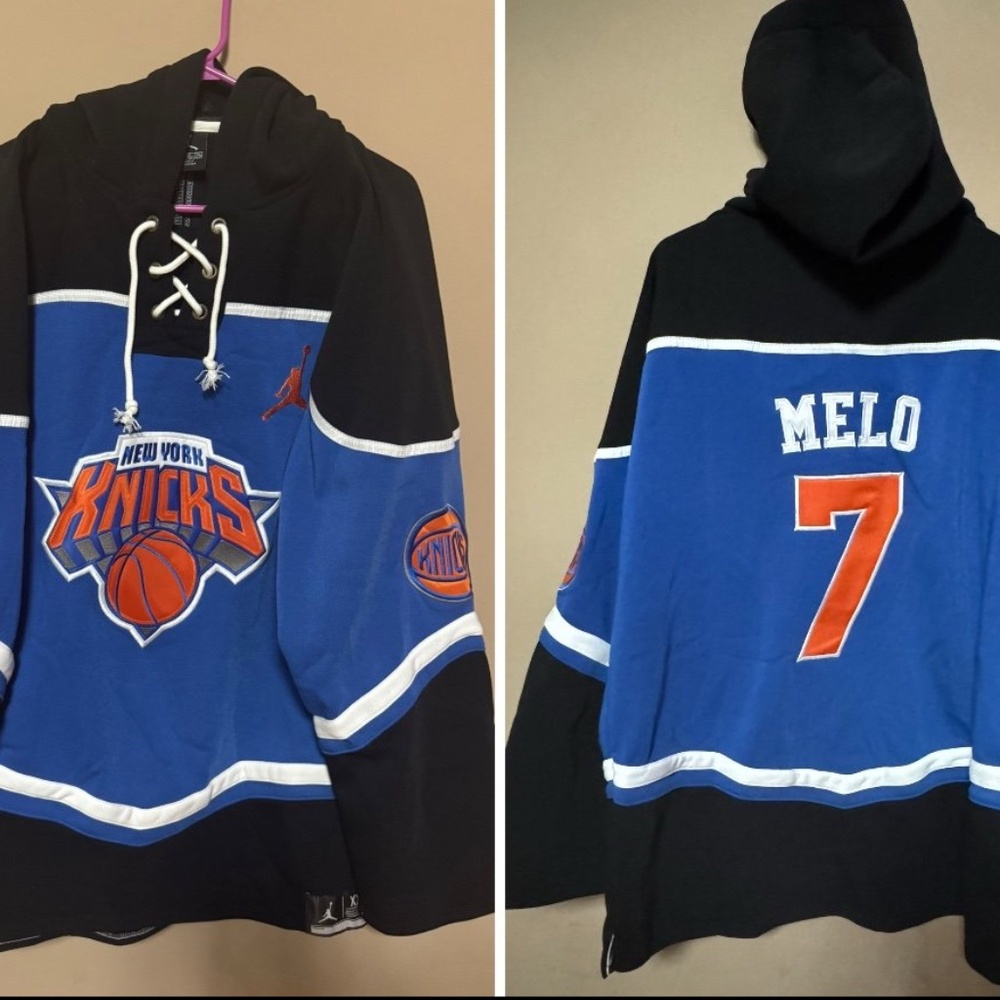 Carmelo Anthony New York Knicks Pullover Hockey Style Player’s Hoodie